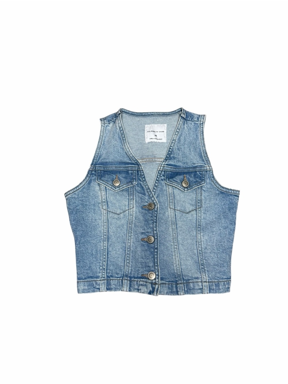 Celebrity Pink Women's Sleeveless Light Wash Cropped Denim Vest | XS